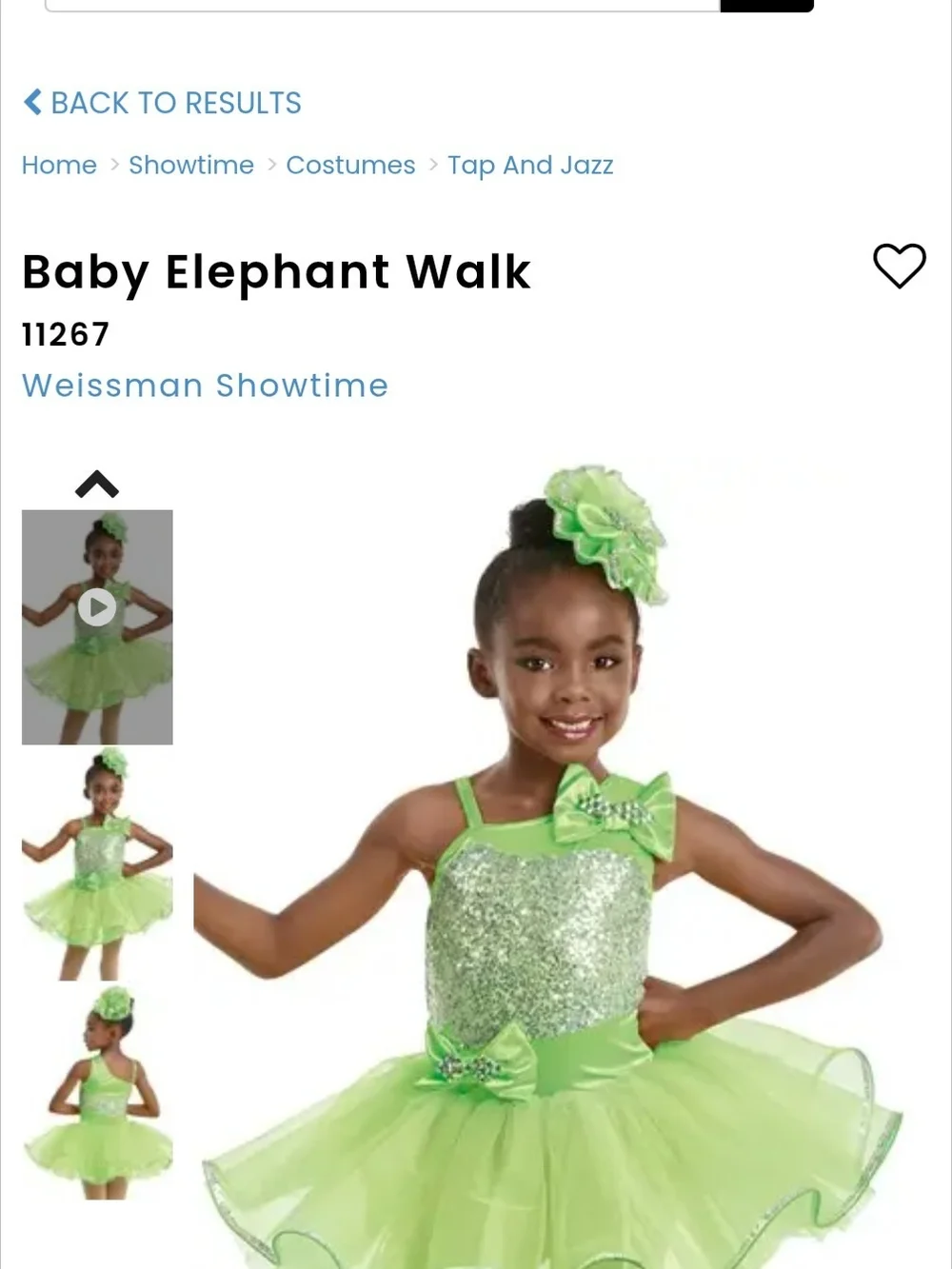 Baby Elephant Walk Girls Green Sequin Tutu Costume